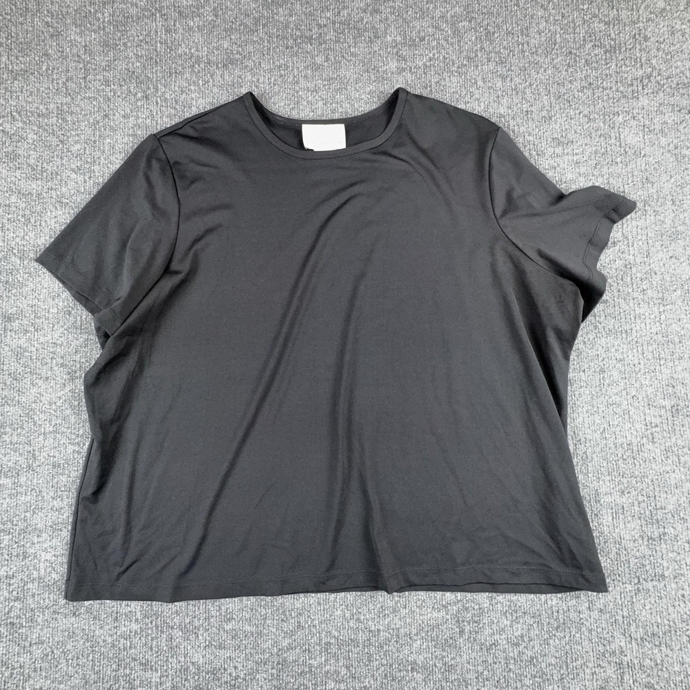Susan Graver Style Shirt Womens 3X Black Crew Neck Short Sleeve Stretch Top Plus